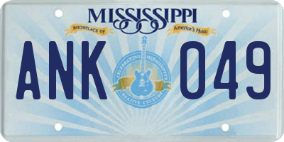 MS license plate ANK049