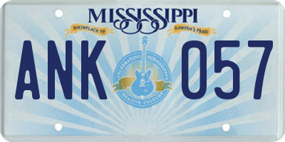 MS license plate ANK057