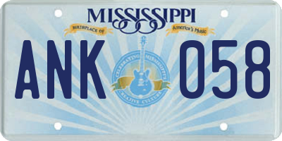 MS license plate ANK058