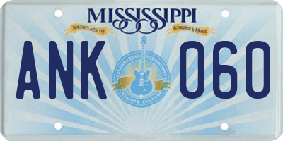 MS license plate ANK060