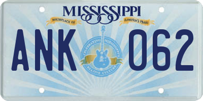 MS license plate ANK062