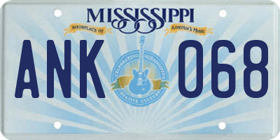 MS license plate ANK068