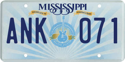 MS license plate ANK071