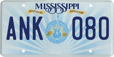 MS license plate ANK080