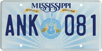 MS license plate ANK081