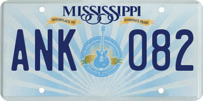 MS license plate ANK082