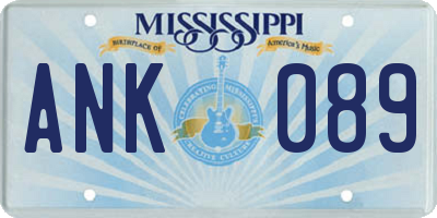 MS license plate ANK089