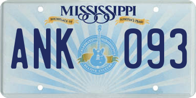 MS license plate ANK093