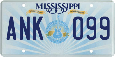 MS license plate ANK099