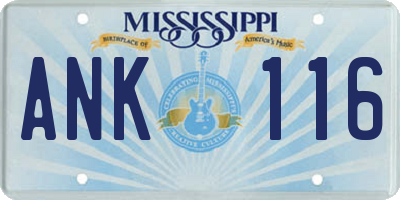 MS license plate ANK116
