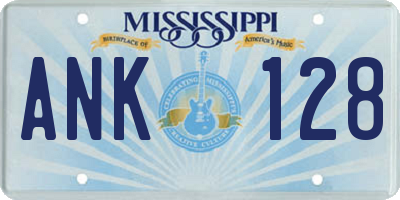 MS license plate ANK128