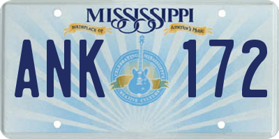 MS license plate ANK172