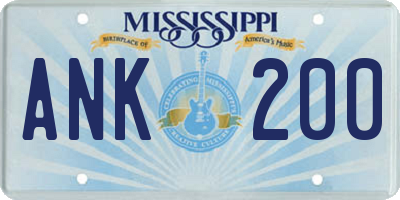 MS license plate ANK200