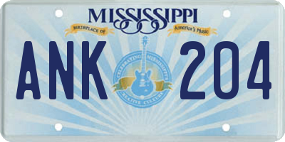 MS license plate ANK204