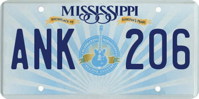 MS license plate ANK206