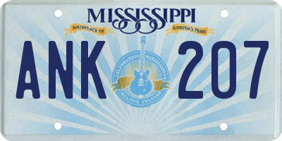 MS license plate ANK207