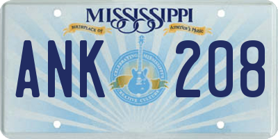MS license plate ANK208