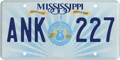 MS license plate ANK227
