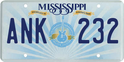 MS license plate ANK232