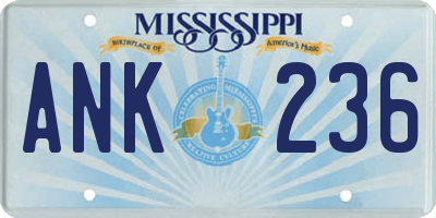 MS license plate ANK236