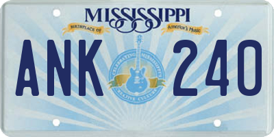 MS license plate ANK240