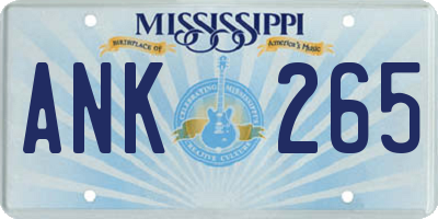 MS license plate ANK265