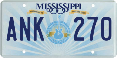 MS license plate ANK270