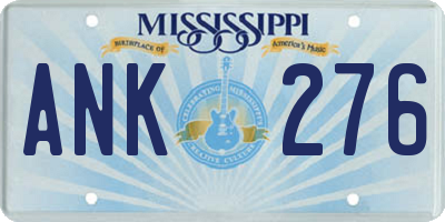 MS license plate ANK276
