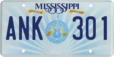 MS license plate ANK301
