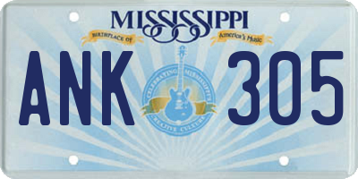 MS license plate ANK305