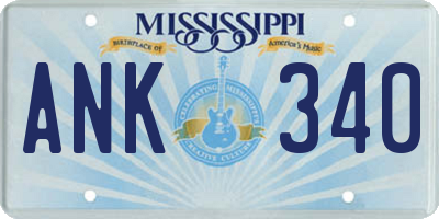 MS license plate ANK340