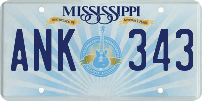 MS license plate ANK343