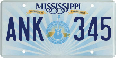 MS license plate ANK345