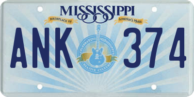 MS license plate ANK374