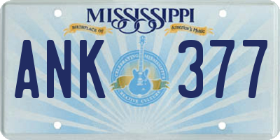 MS license plate ANK377