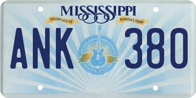 MS license plate ANK380