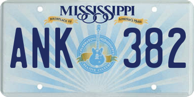 MS license plate ANK382