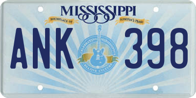 MS license plate ANK398