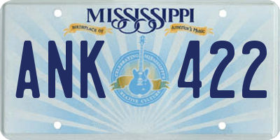 MS license plate ANK422