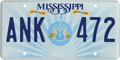 MS license plate ANK472
