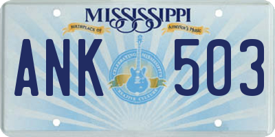 MS license plate ANK503