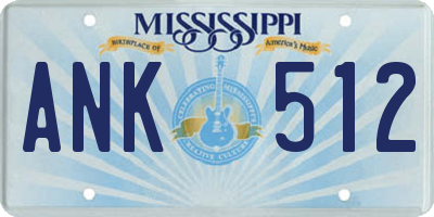 MS license plate ANK512
