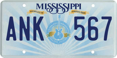MS license plate ANK567
