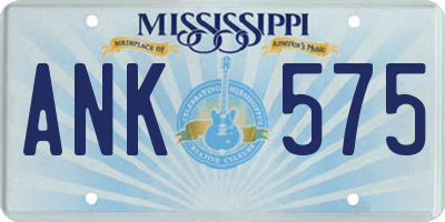 MS license plate ANK575