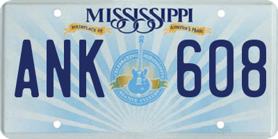 MS license plate ANK608