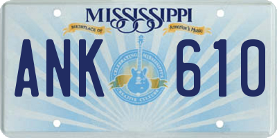 MS license plate ANK610