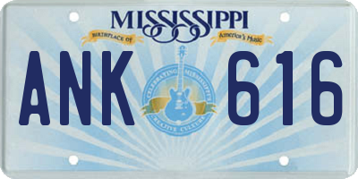 MS license plate ANK616