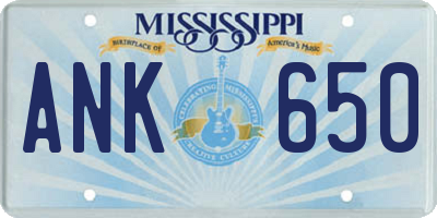 MS license plate ANK650
