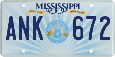 MS license plate ANK672