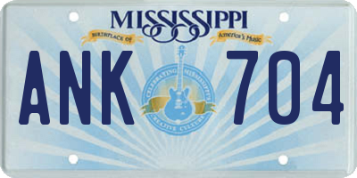 MS license plate ANK704